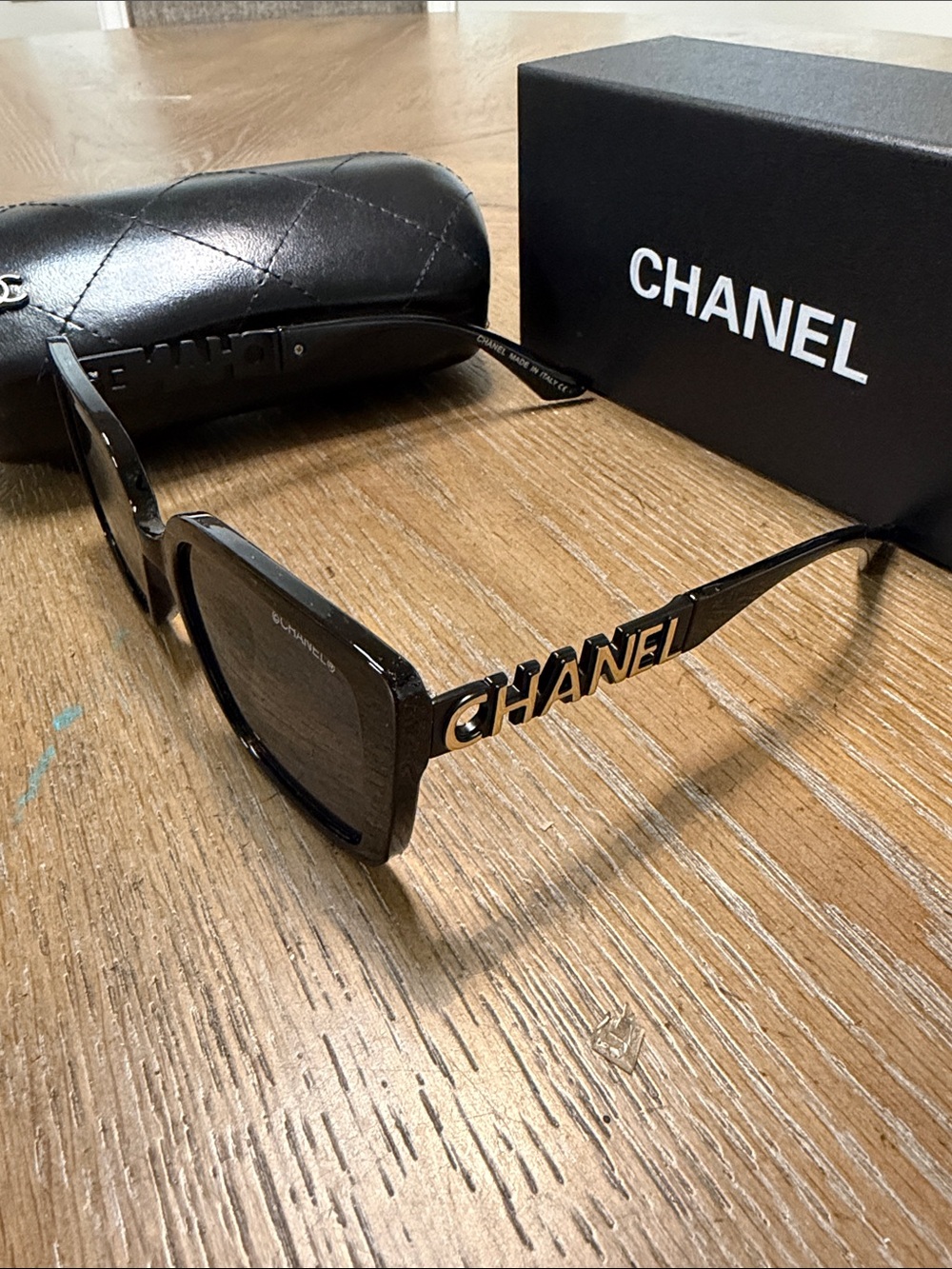 CHANEL Black Oversized Square Sunglasses - Picture 6 of 9